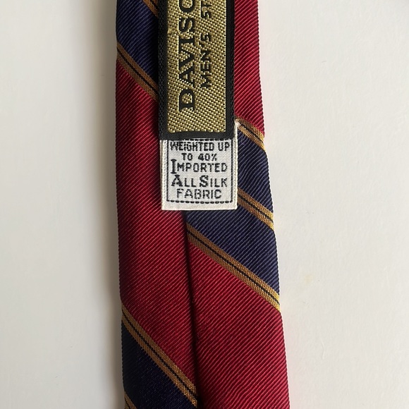 Davidson’s Vintage Red, Blue and Gold Striped Silk Tie - Picture 5 of 6